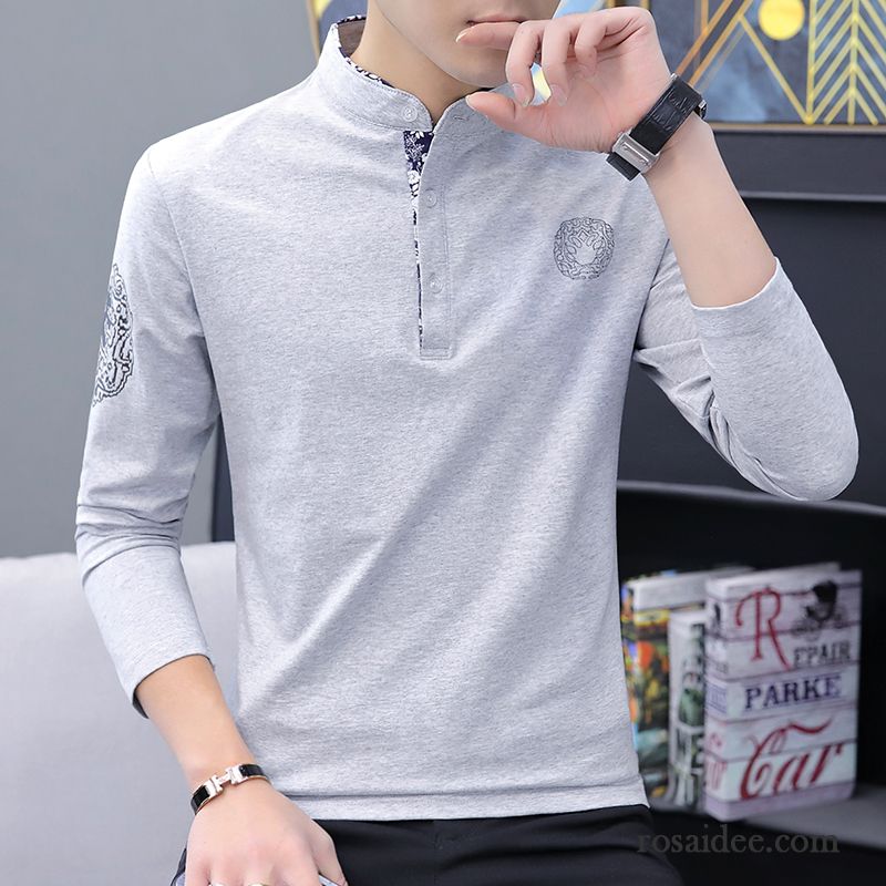 Hoodie Herren Lange Ärmel Schlank Unteres Hemd Trend T-shirts Feder Weiß