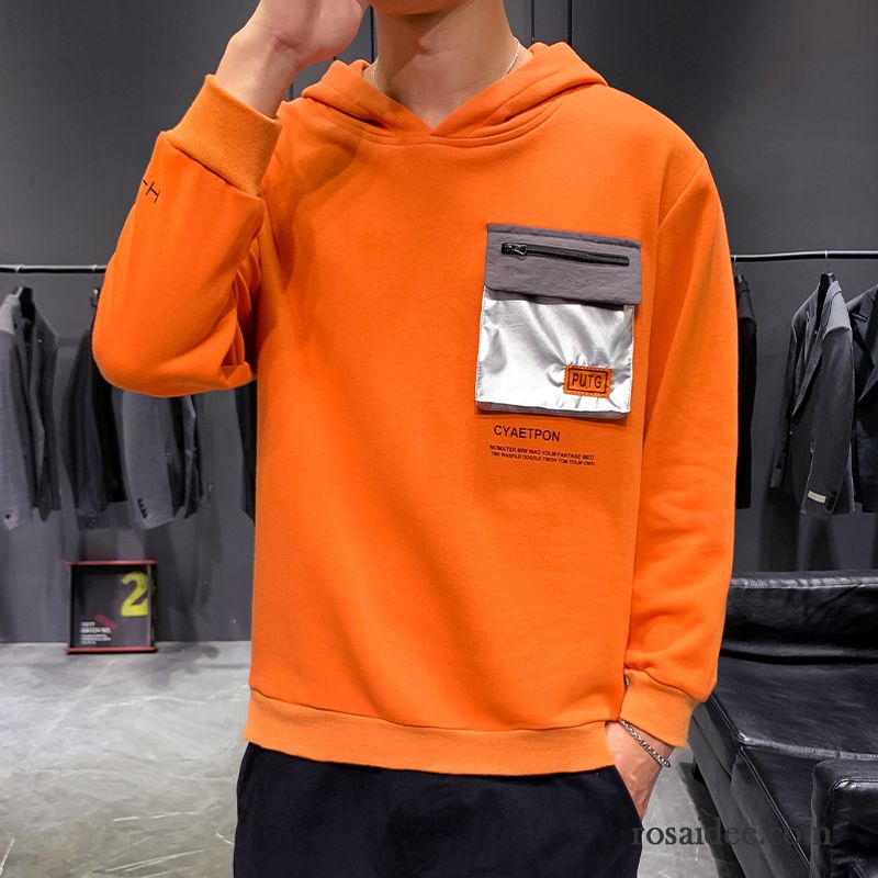 Hoodie Herren Persönlichkeit Neu Herbst Mit Kapuze Jugend Überzieher Orange