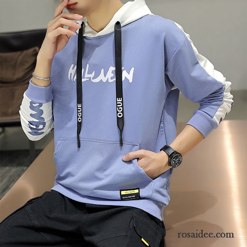 Hoodie Herren Schüler Lange Ärmel Lose Trend Kleider T-shirts Blau