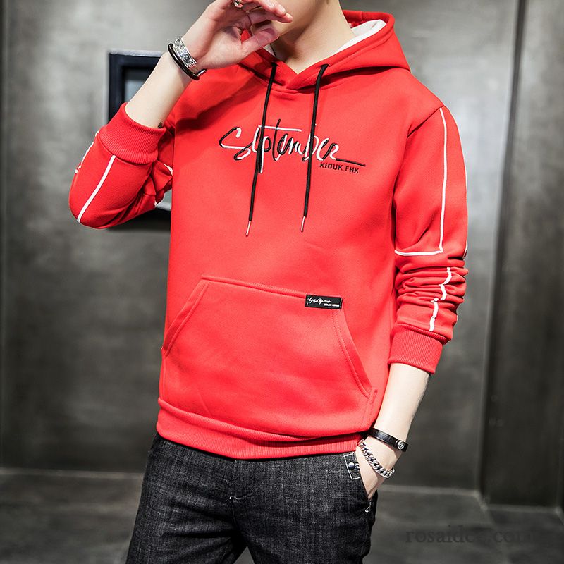 Hoodie Herren Trend Mantel Lose Feder Rundhals Neu Weiß