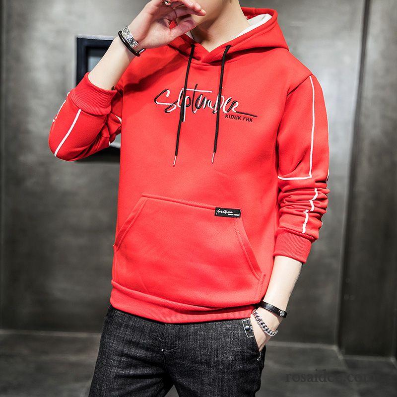 Hoodie Herren Trend Mantel Lose Feder Rundhals Neu Weiß