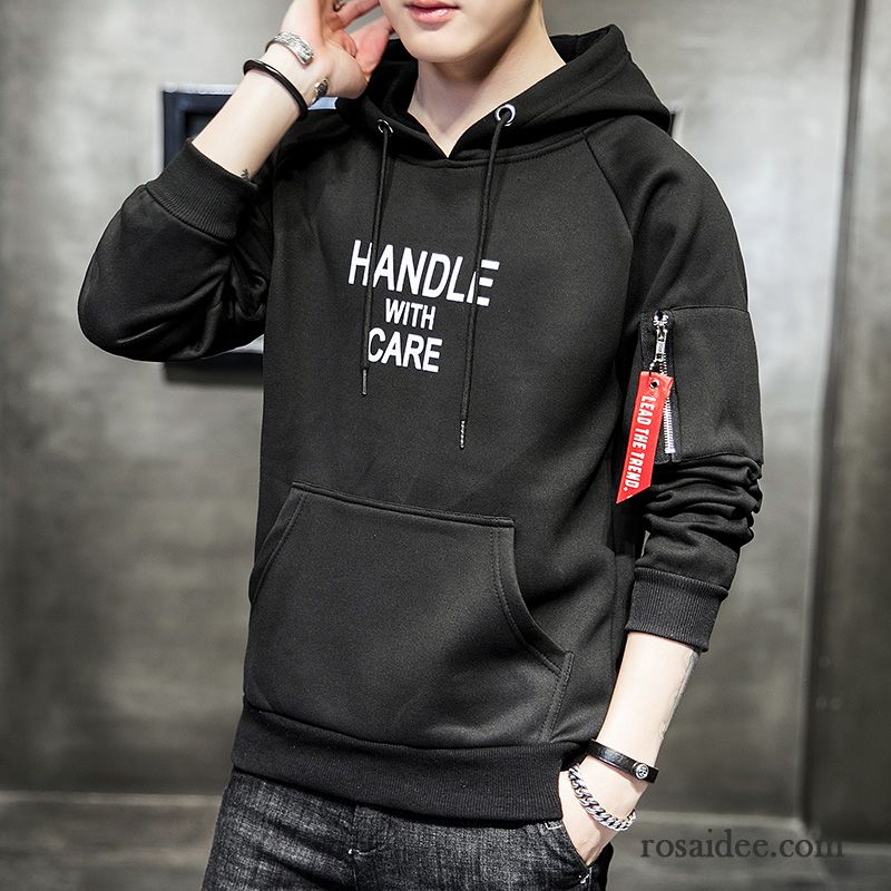 Hoodie Herren Trend Mantel Lose Feder Rundhals Neu Weiß