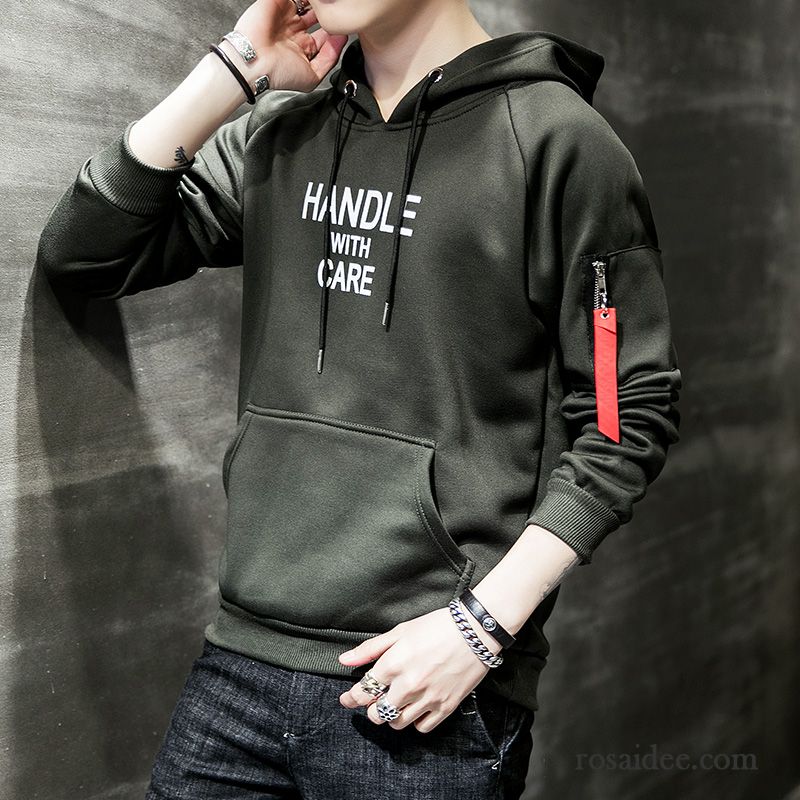 Hoodie Herren Trend Mantel Lose Feder Rundhals Neu Weiß