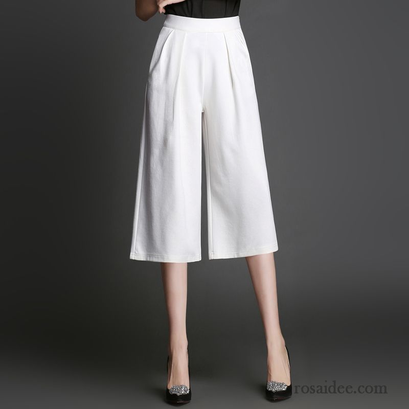 Hose Grün Damen Freizeit Sport Damen Elastisch Geschnittene Hose Weites Bein Sommer Hohe Taille Dünn Neunte Hose Billig