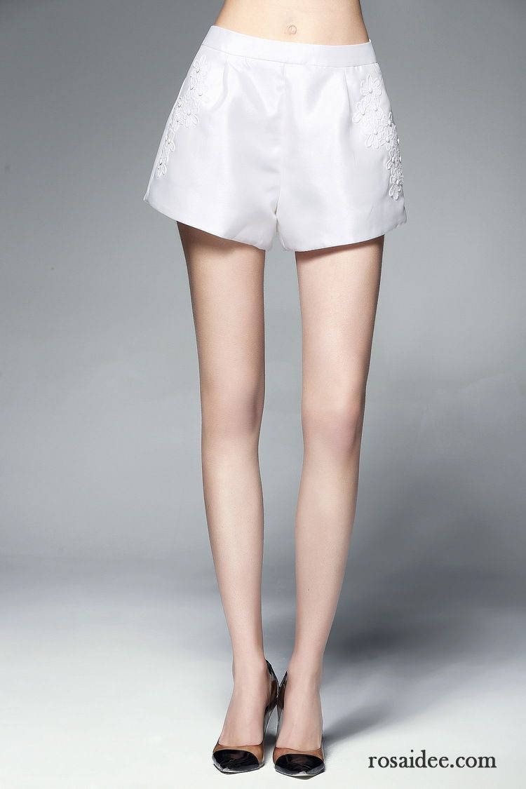 Hose Schwarz Weiß Gestreift Reißverschluss Weites Bein Ausverkauf Dünn Kurze Hose Damen Mode Sommer Rein Bestickt Kaufen