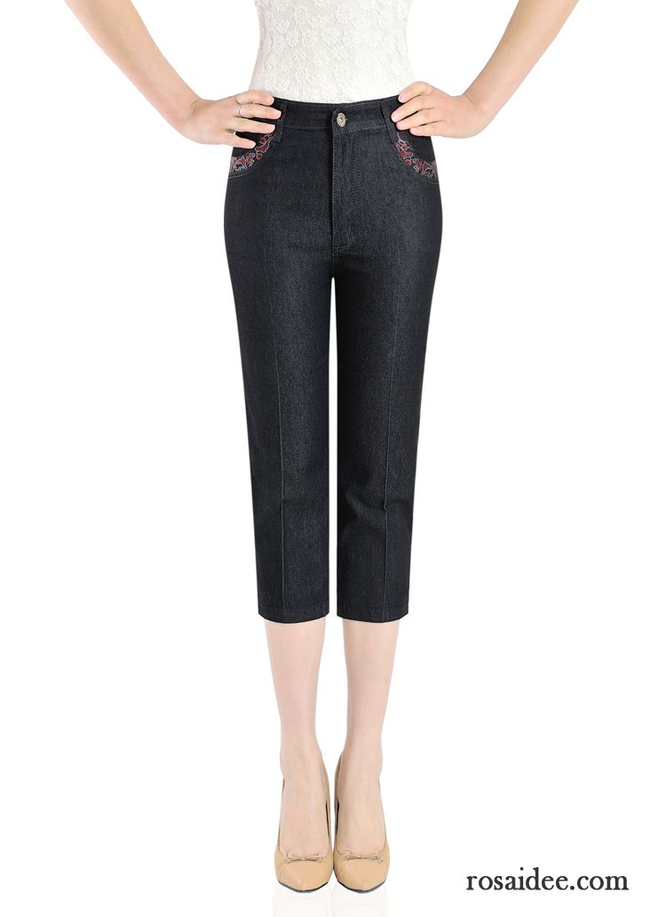 Hose Silber Damen Jeans Geschnittene Hose Kurze Hose Große Größe Sommer Damen Elastisch