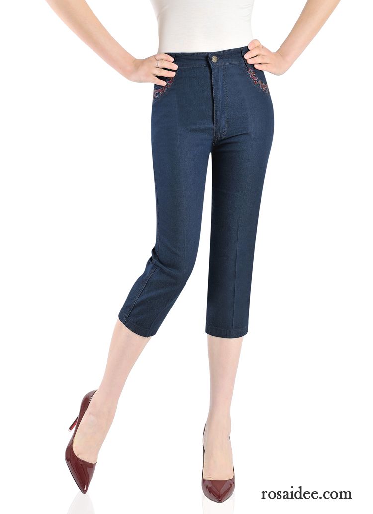 Hose Silber Damen Jeans Geschnittene Hose Kurze Hose Große Größe Sommer Damen Elastisch