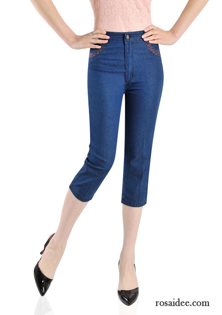 Hose Silber Damen Jeans Geschnittene Hose Kurze Hose Große Größe Sommer Damen Elastisch