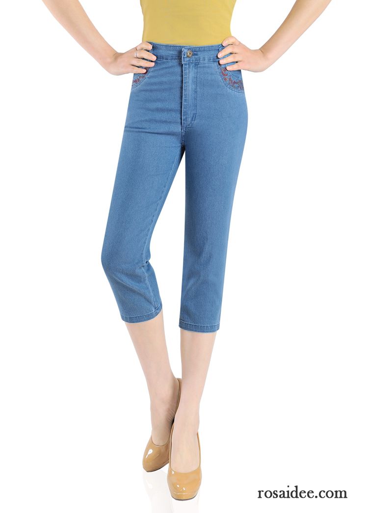 Hose Silber Damen Jeans Geschnittene Hose Kurze Hose Große Größe Sommer Damen Elastisch