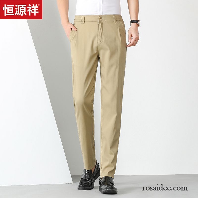 Hosen Herren Freizeit Gerade Trend Elastisch Anzughose Lange Khaki