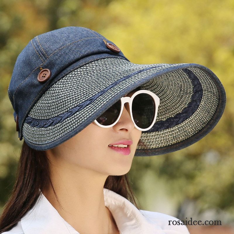 Hüte / Caps Damen Falten Outdoor Reisen Sonnenschutz Sonnenhüte Sommer Blau