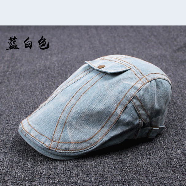 Hüte / Caps Herren Kappe Vintage Jugend Kariertes Denim Stoff Hellblau