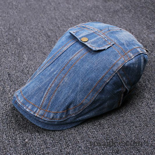 Hüte / Caps Herren Kappe Vintage Jugend Kariertes Denim Stoff Hellblau