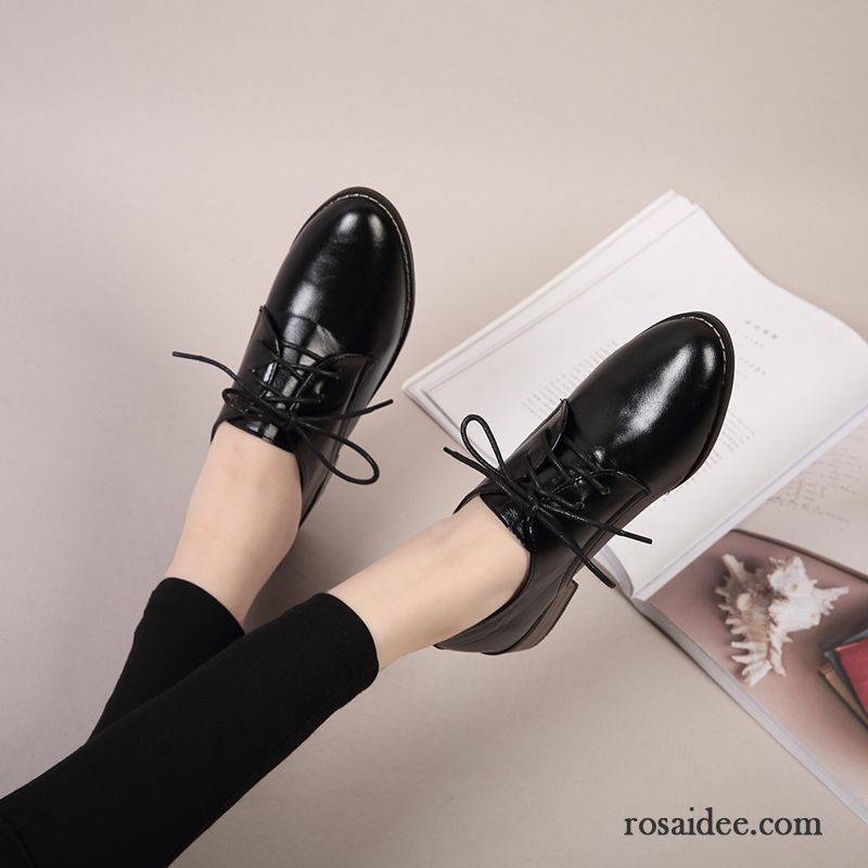 Italienische Schuhe Günstig Dick Spitze Schnürschuhe England Hochschule Wind Feder Retro Plus Samt Schnürung Herbst Damen Lederschuhe Winter Oxford