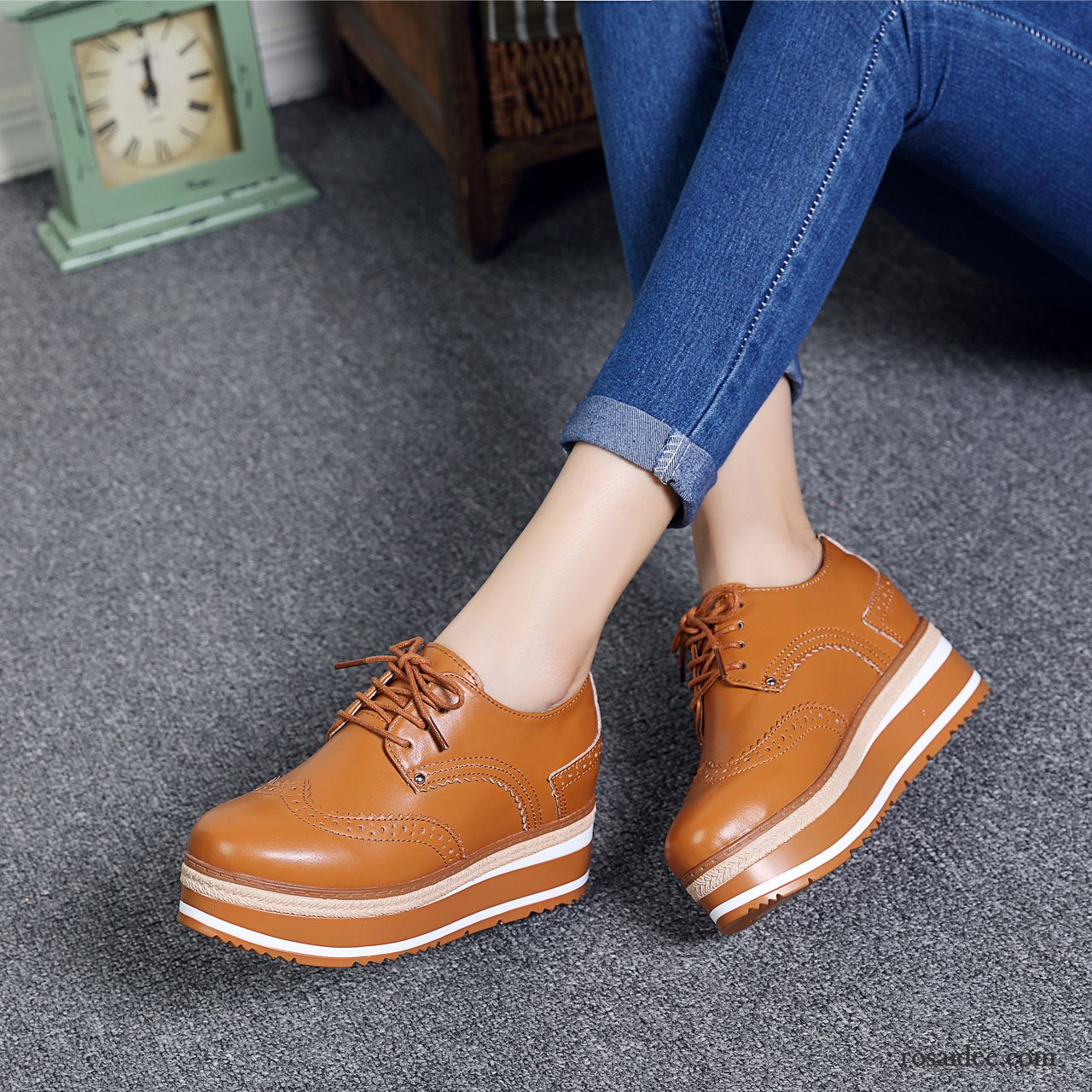 Italienische Schuhe Marken Dicke Sohle Erhöht Feder Damen Schuhe Schnürschuhe Retro Lederschuhe England Echtleder Trend Günstig