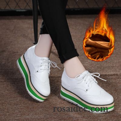 Italienische Schuhe Marken Dicke Sohle Erhöht Feder Damen Schuhe Schnürschuhe Retro Lederschuhe England Echtleder Trend Günstig