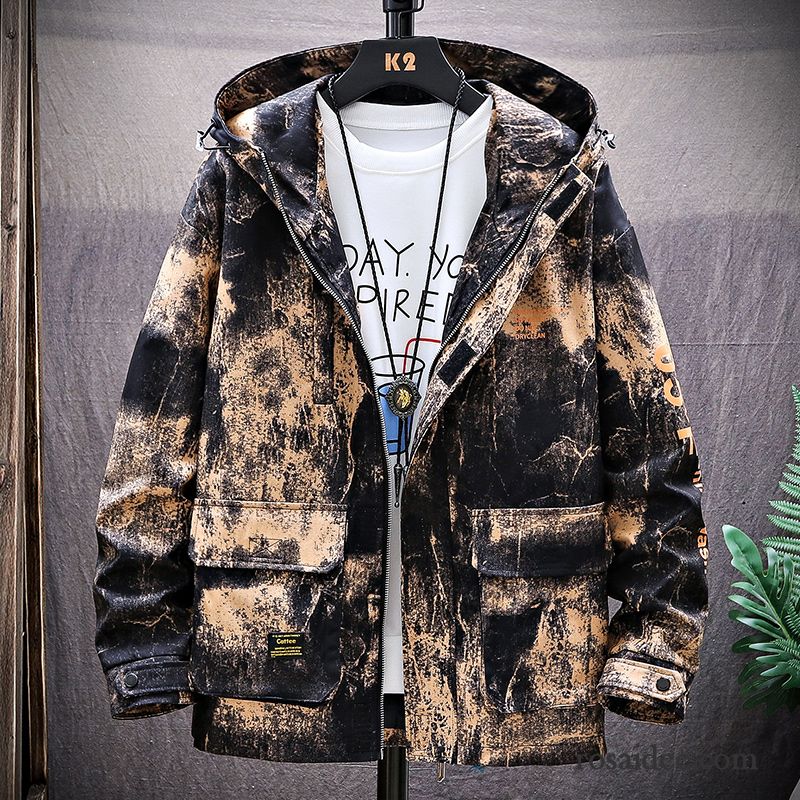 Jacken Herren Lose Herbst Trend Werkzeugbau Überzieher Neu Camouflage Purpur Lila