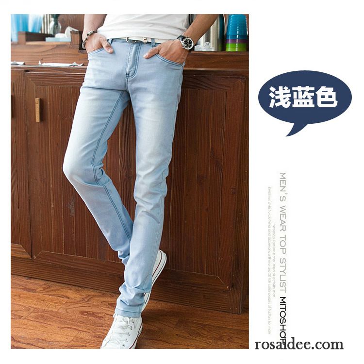 Jeans Beschichtet Herren Hose Schlank Trend Jeans Sommer Lange Licht Herren Dünn Günstig