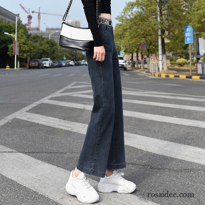 Jeans Damen Hohe Taille Ausgestellte Jeans Große Größe Neue Leicht Hose Blau