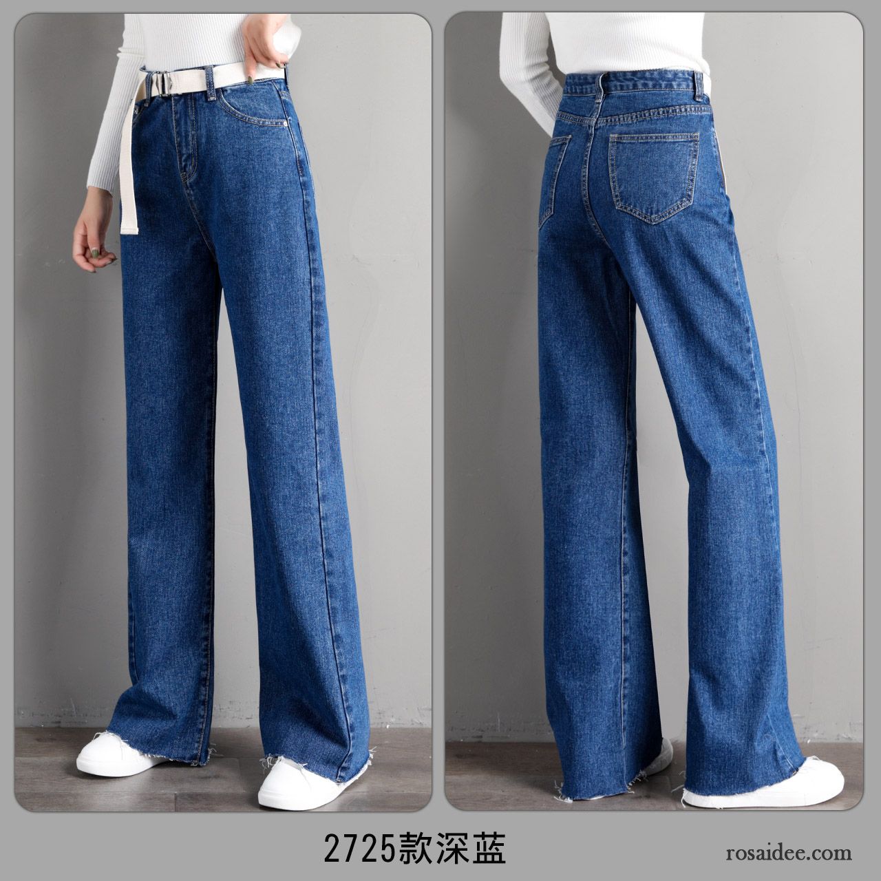 Jeans Damen Lose Hose Hohe Taille Neu Gerade Trend Blau