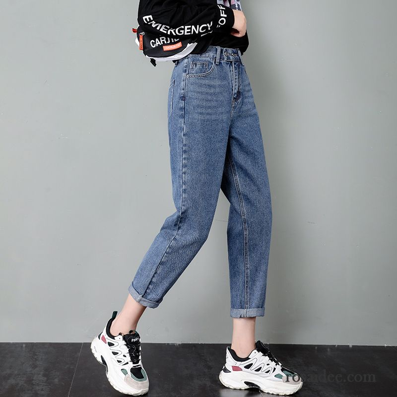 Jeans Damen Trend Neu Lose Dünn Hose Allgleiches Grau