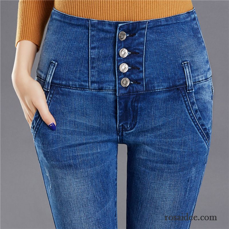 Jeans Gerader Schnitt Damen Hose Dünn Damen Jeans Neu Fett Hohe Taille Trend Herbst Rabatt