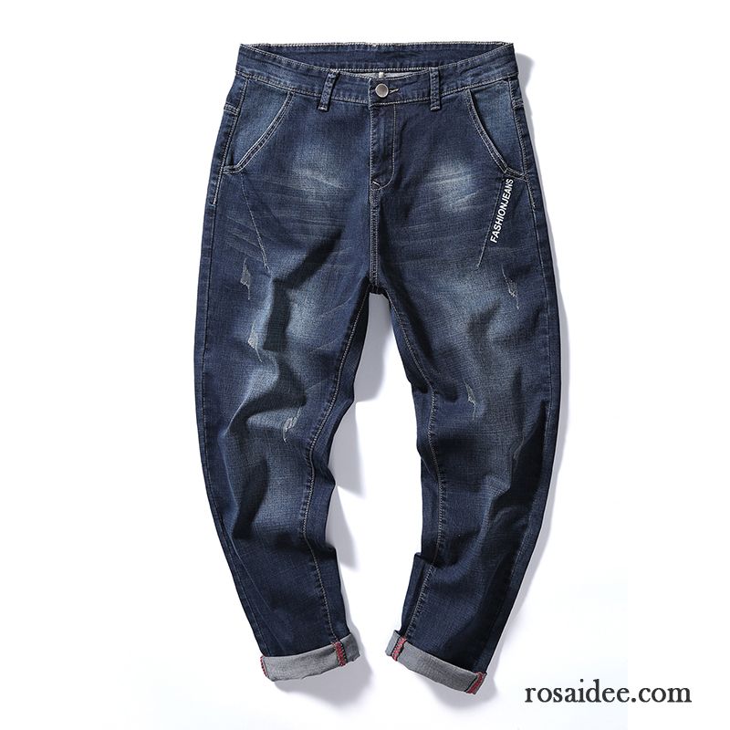 Jeans Herren Freizeit Elastisch Trend Lange Große Größe Lose Blau