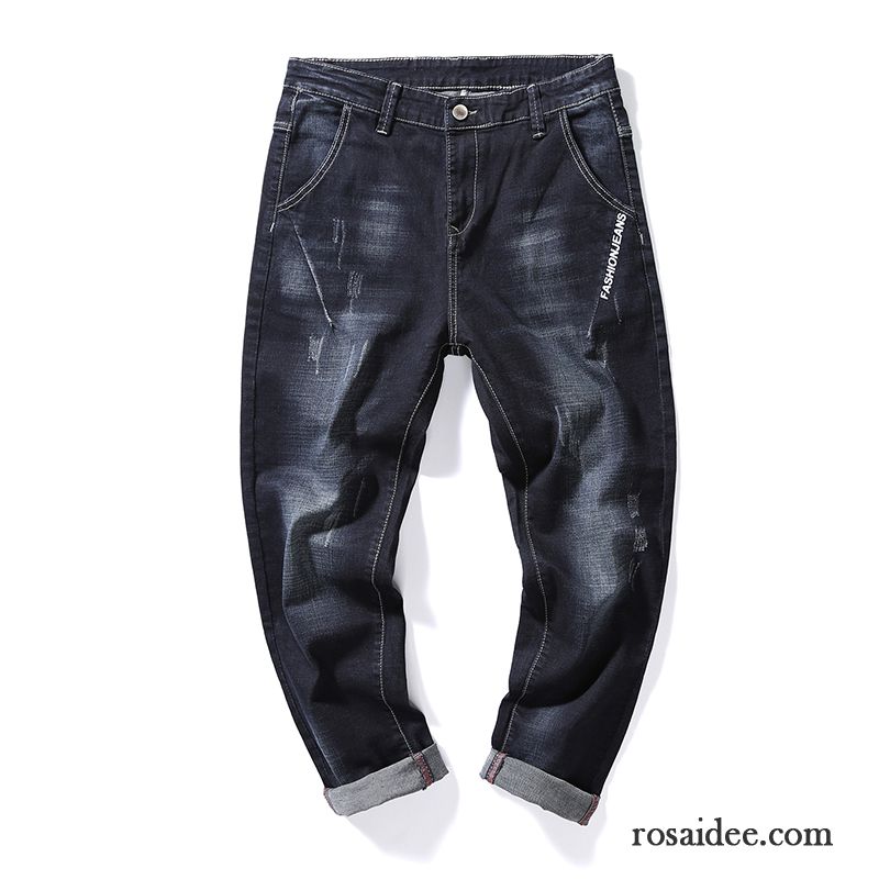 Jeans Herren Freizeit Elastisch Trend Lange Große Größe Lose Blau