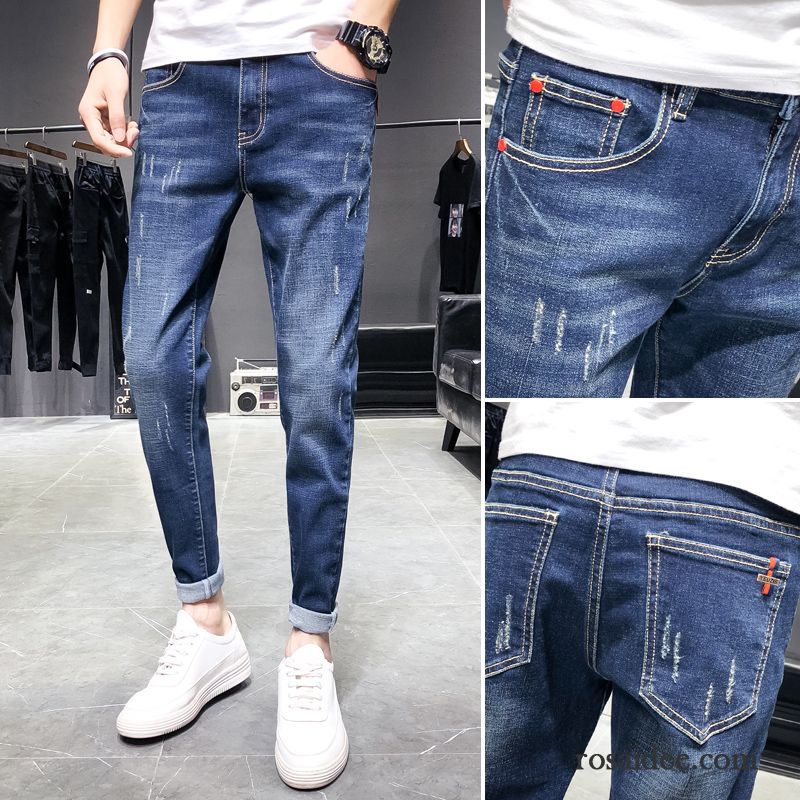 Jeans Herren Freizeit Löcher Schlank Feder Herbst Lose Schwarz