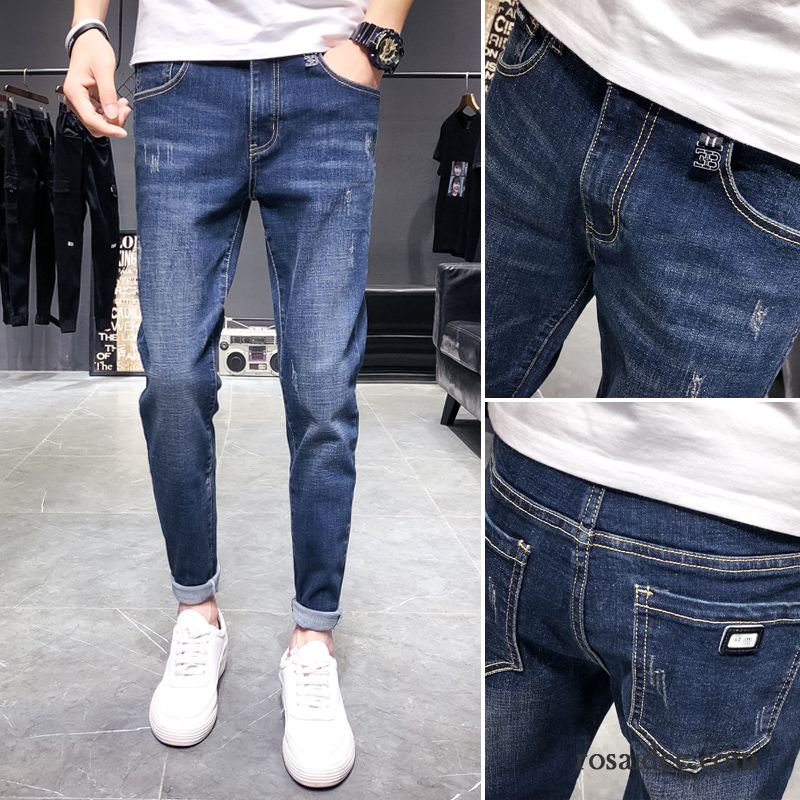 Jeans Herren Freizeit Löcher Schlank Feder Herbst Lose Schwarz