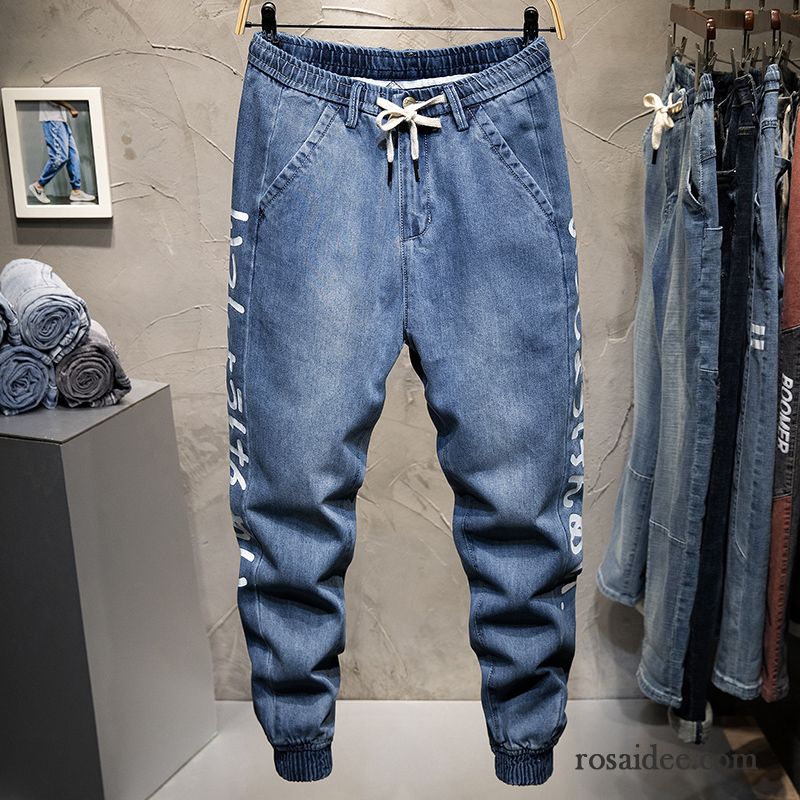 Jeans Herren Freizeit Neunte Hose Sommer Werkzeugbau Dünn Trend Schwarz