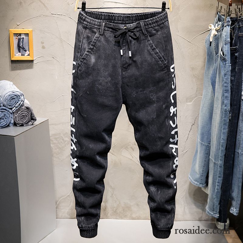 Jeans Herren Freizeit Neunte Hose Sommer Werkzeugbau Dünn Trend Schwarz