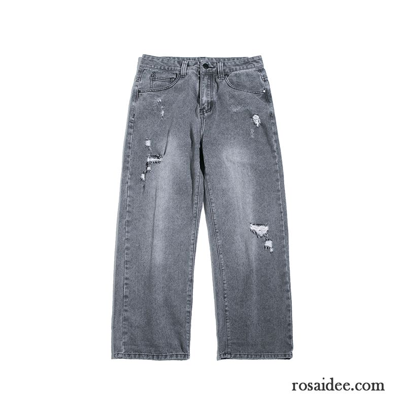 Jeans Herren Gerade Hose Herbst Freizeit Allgleiches Trend Grau