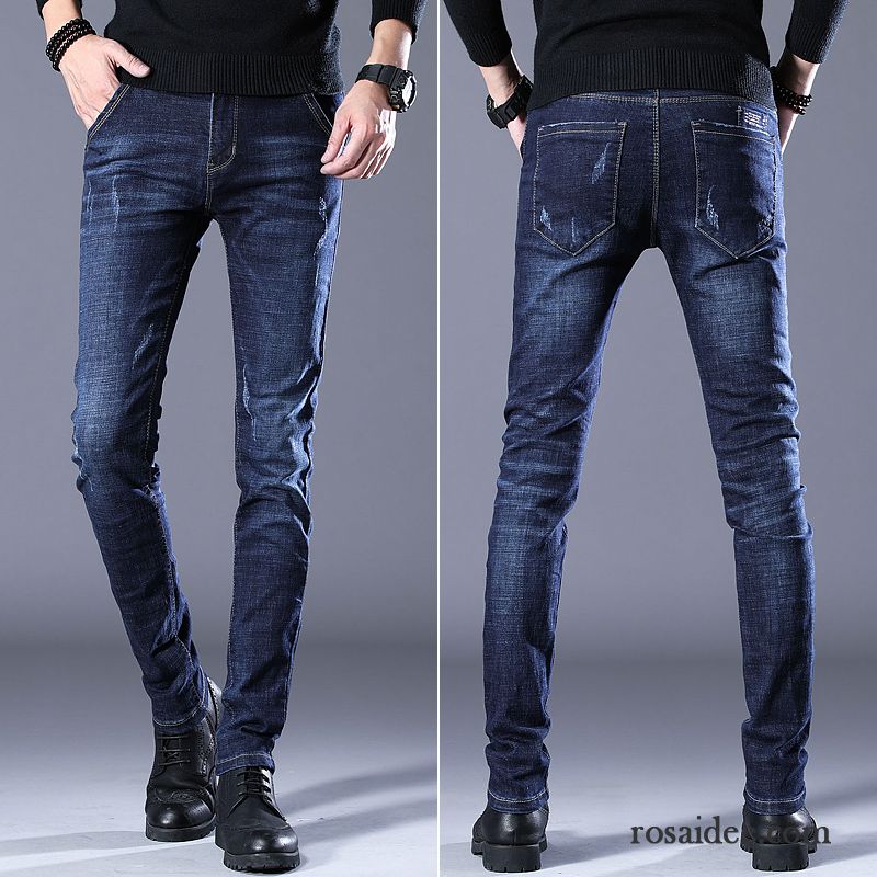 Jeans Herren Herbst Dünn Plus Samt Schlank Trend Winter Blau