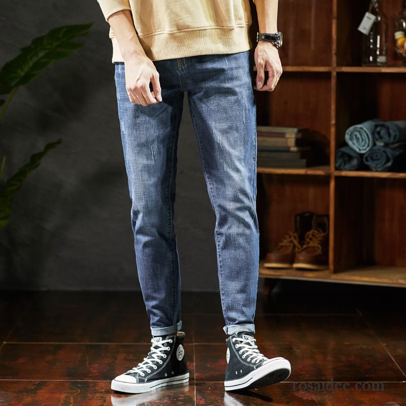 Jeans Herren Herbst Schlank Elastisch Neu Hose Trend Blau Dunkel