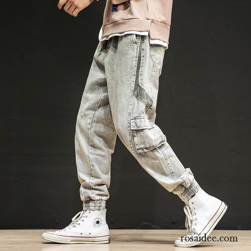 Jeans Herren Hose Herbst Groß Lose Werkzeugbau Trend Grau