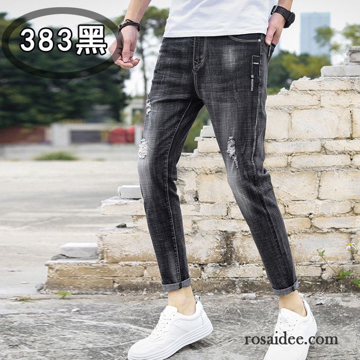 Jeans Herren Lange Retro Schlank Neunte Hose Freizeit Elastisch