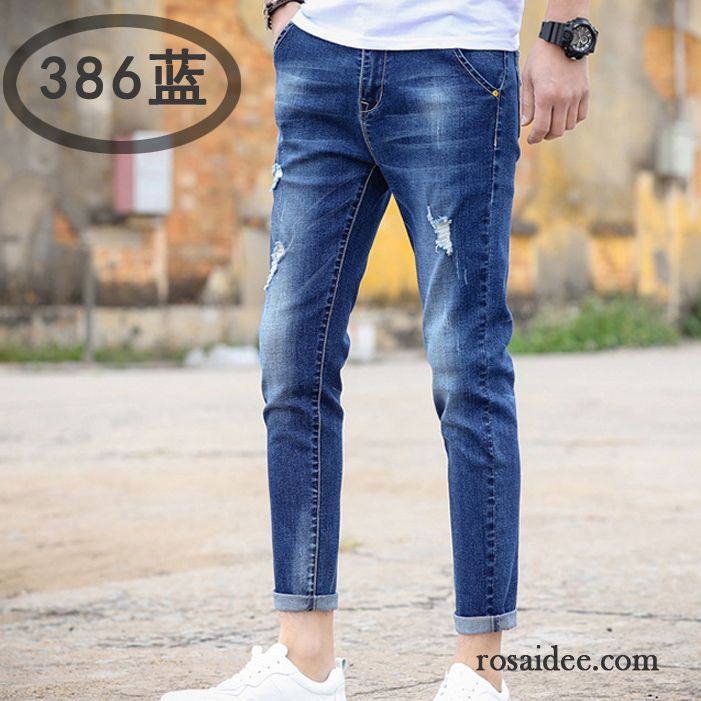 Jeans Herren Lange Retro Schlank Neunte Hose Freizeit Elastisch