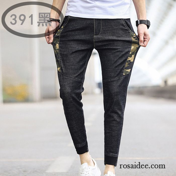 Jeans Herren Lange Retro Schlank Neunte Hose Freizeit Elastisch