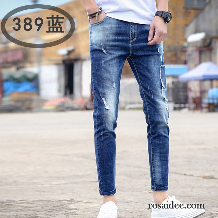 Jeans Herren Lange Retro Schlank Neunte Hose Freizeit Elastisch