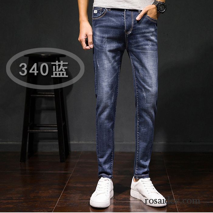 Jeans Herren Lange Retro Schlank Neunte Hose Freizeit Elastisch