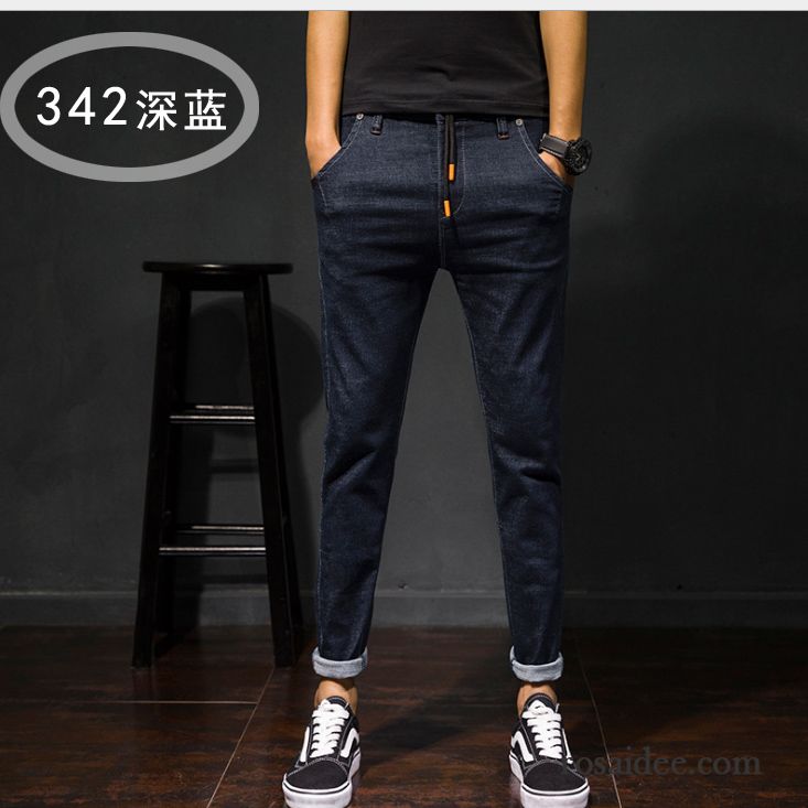 Jeans Herren Lange Retro Schlank Neunte Hose Freizeit Elastisch