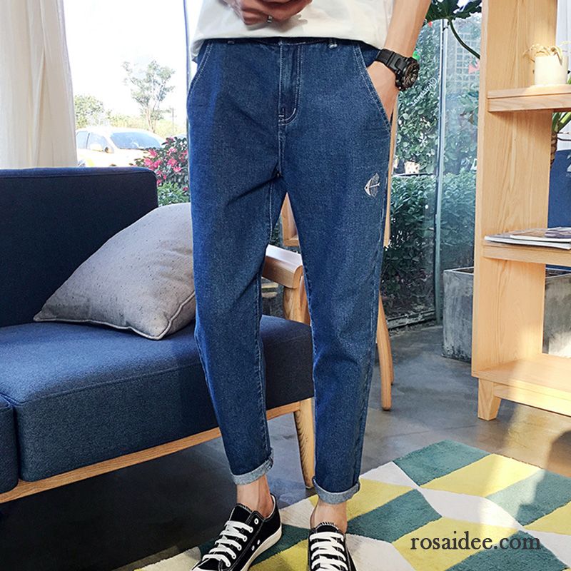 Jeans Herren Schüler Trend Jugend Schmales Bein Hose Schlank Schwarz
