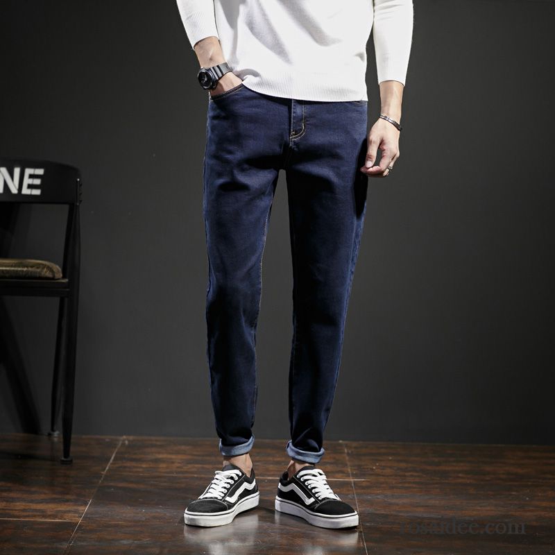 Jeans Herren Schüler Trend Winter Elastisch Herbst Schlank Schwarz