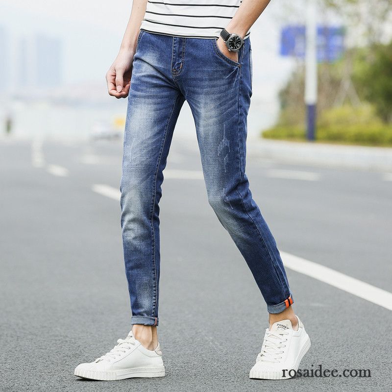 Jeans Herren Trend Schlank Feder Dünn Sommer Hellblau Blau