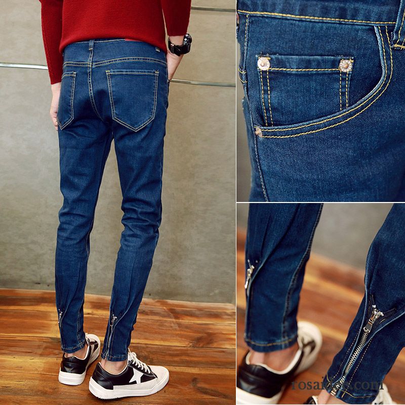 Jeans Hose Schwarz Herren Harlan Schwarz Dünn Jeans Herren Allgleiches Elastisch Sommer Grau Trend Neunte Hose Schlank Reißverschluss