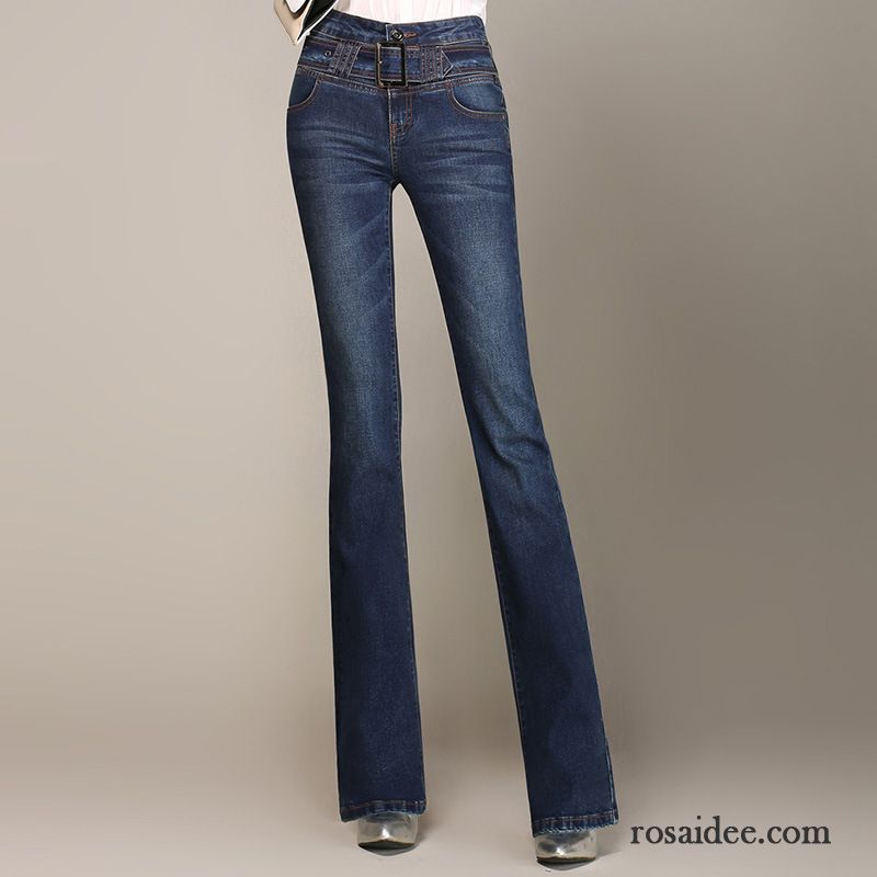 Jeans Knöpfen Damen Dünn Jeans Feder Hohe Taille Damen Fett Elastisch Große Größe Leicht Hose