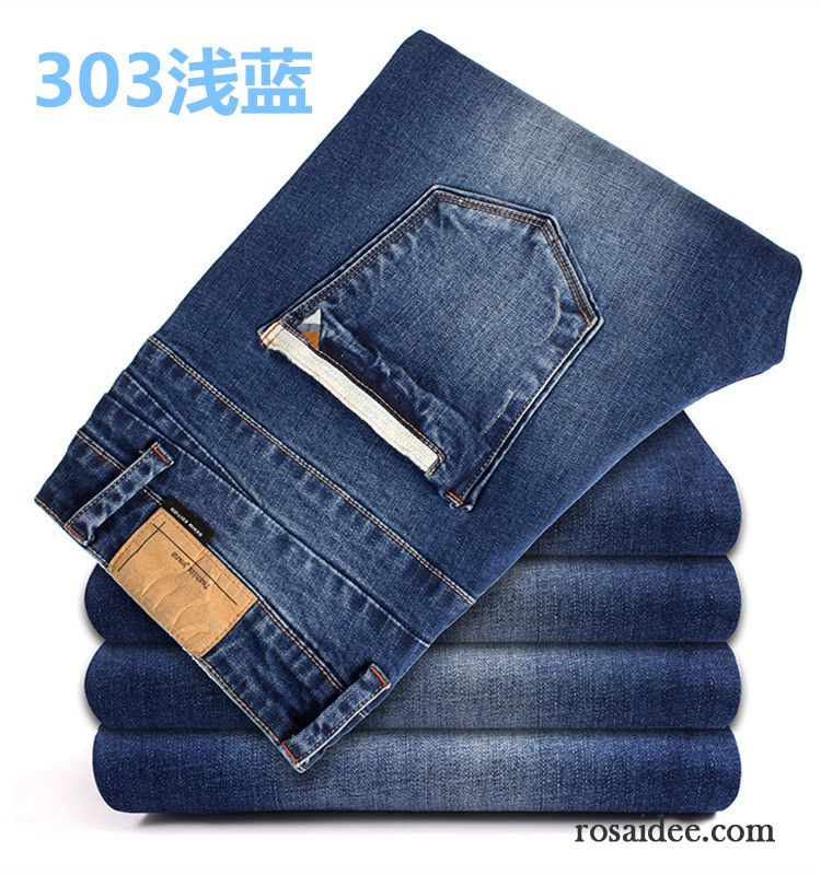 Jeans Kontrastmode Herren Lange Jeans Herren Schlank Stadt Hosen Herbst Mode Freizeit Elastisch Feder Verkaufen