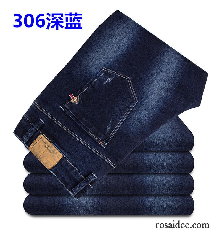 Jeans Kontrastmode Herren Lange Jeans Herren Schlank Stadt Hosen Herbst Mode Freizeit Elastisch Feder Verkaufen