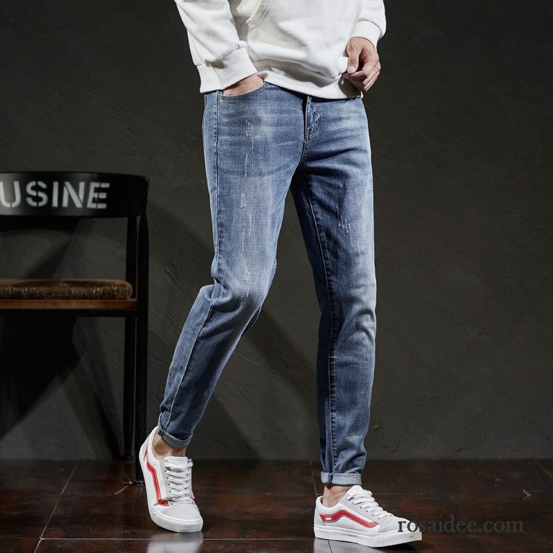 Jeans Mode Herren Lange Herbst Neu Dünn Hell Herren Blau Trend Hose Elastisch Jeans Schlank Winter Billig